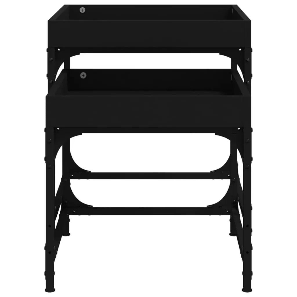 Black Engineered Wood and Steel Frame Side Tables