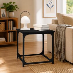 Side Table Coffee Table with Steel Frame Adjustable Legs Black 40x40x40cm