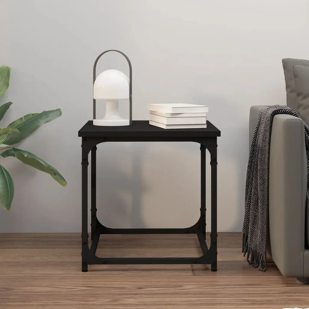 Black Side Table with Durable Steel Frame