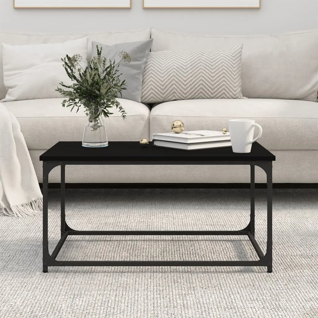 Black Coffee Table with Sturdy Iron Frame