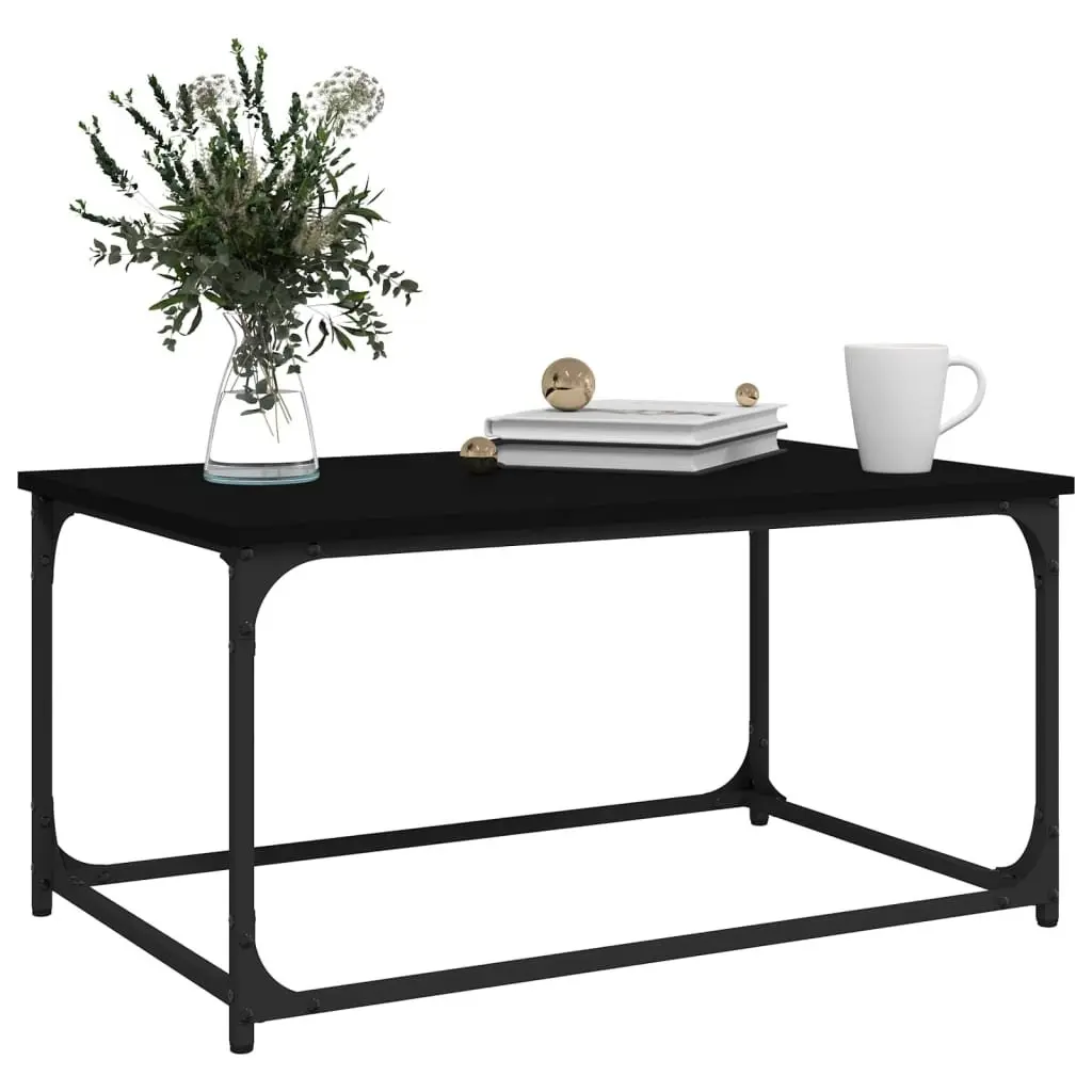 Black Coffee Table with Sturdy Iron Frame