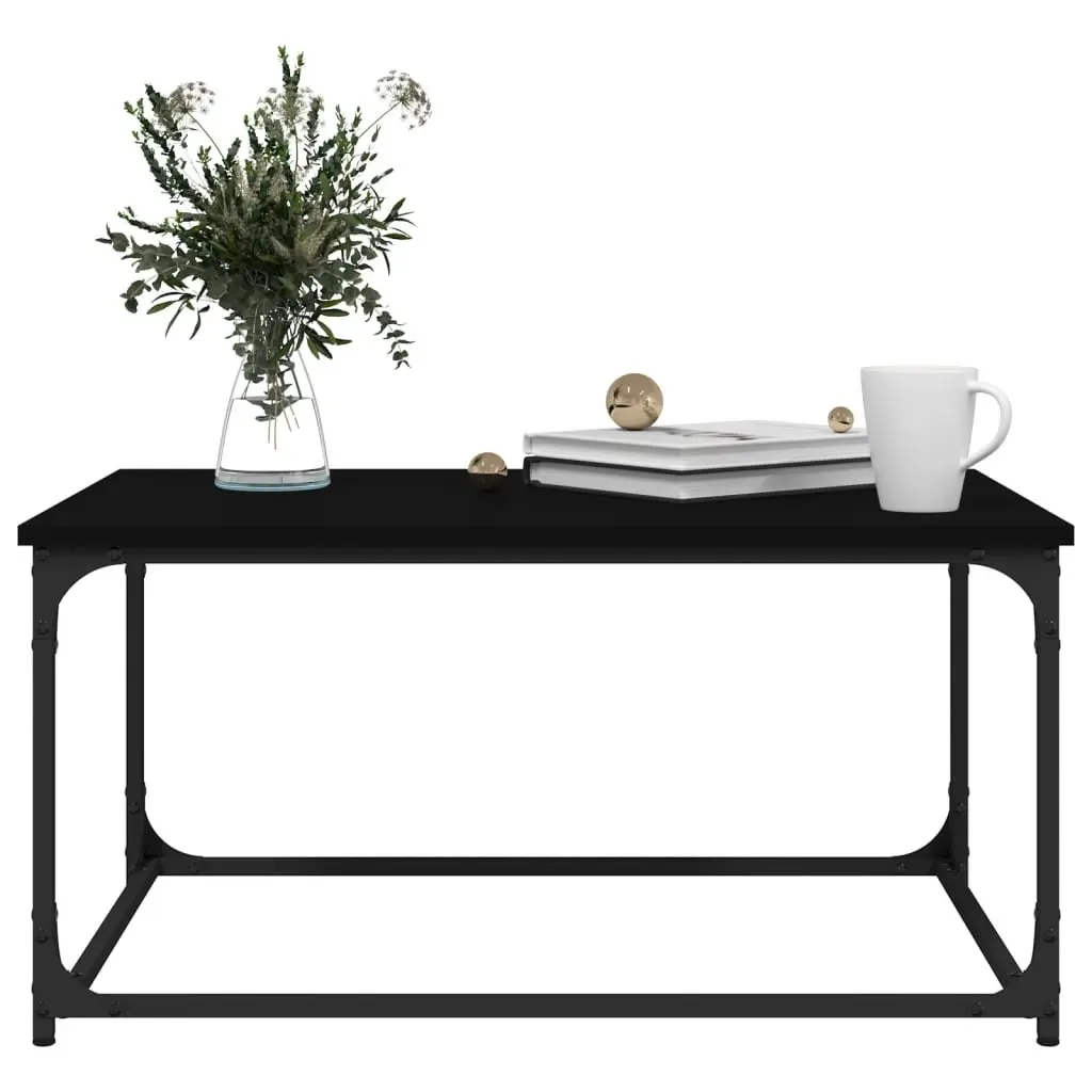 Black Coffee Table with Sturdy Iron Frame