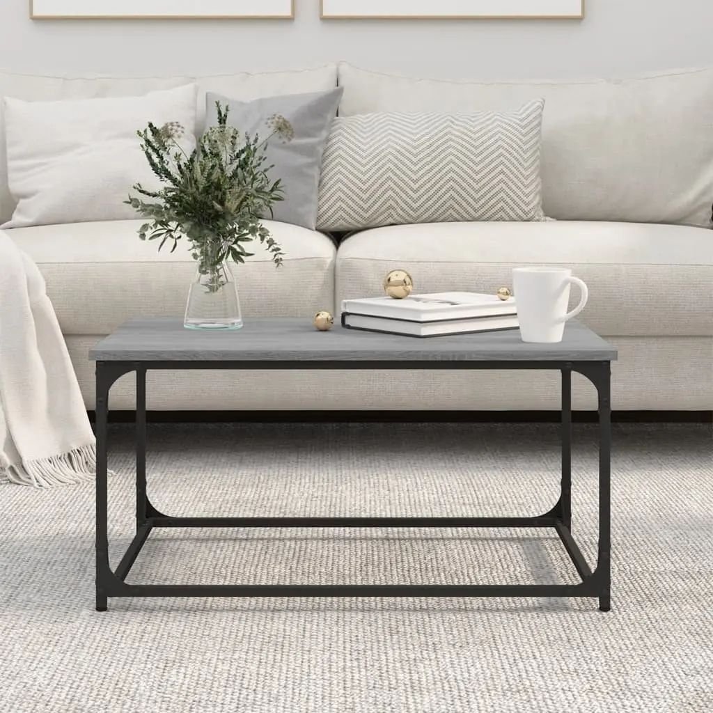 Coffee Table Engineered Wood Iron Frame 80x50x40 cm Grey Sonoma