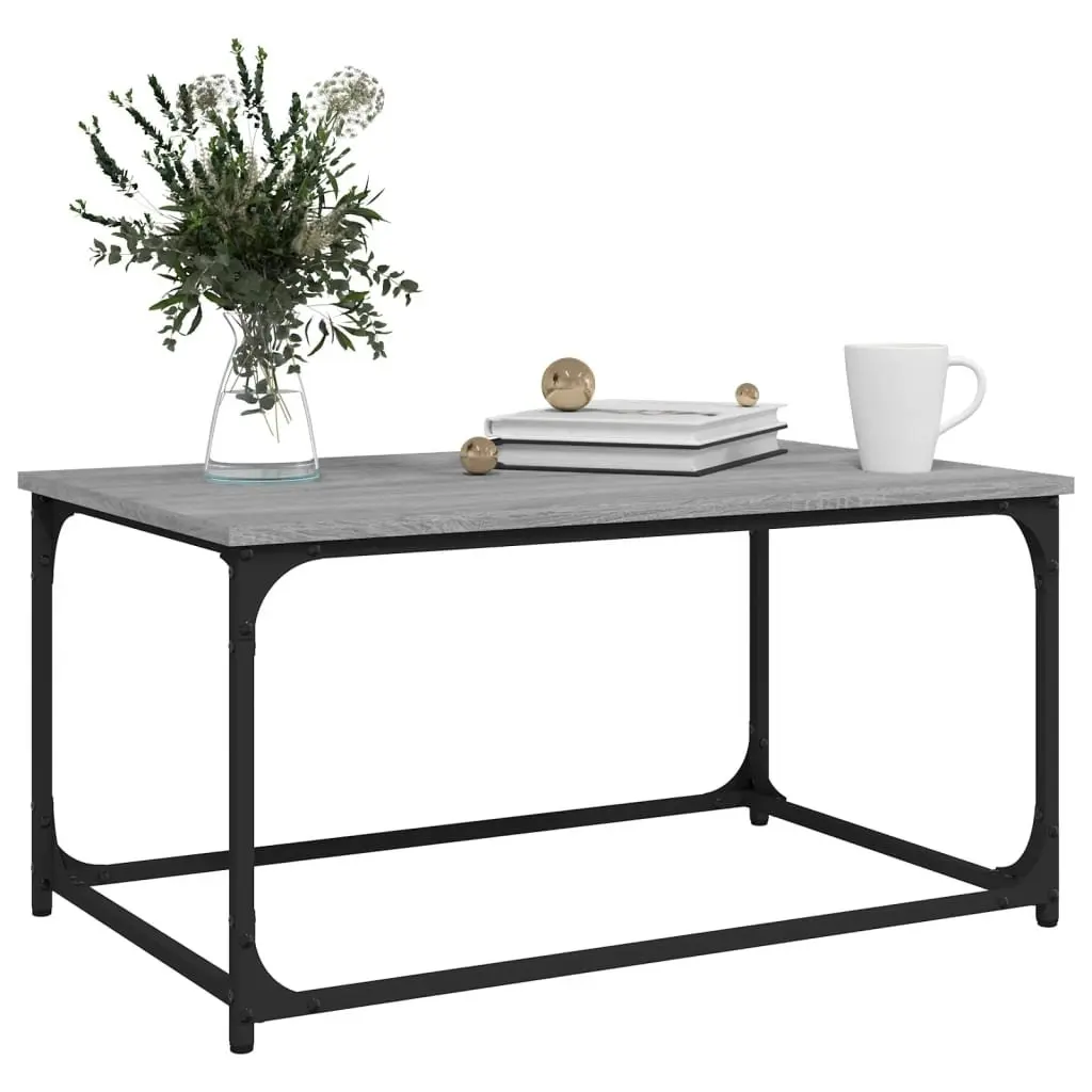Coffee Table Engineered Wood Iron Frame 80x50x40 cm Grey Sonoma