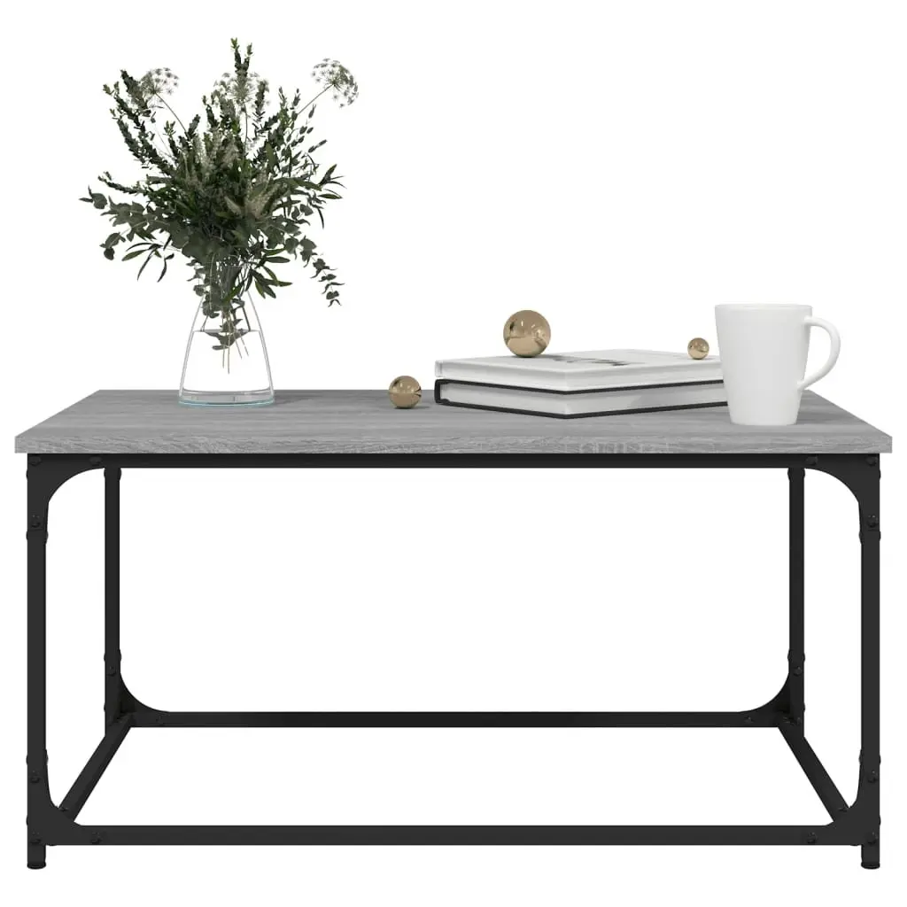 Coffee Table Engineered Wood Iron Frame 80x50x40 cm Grey Sonoma
