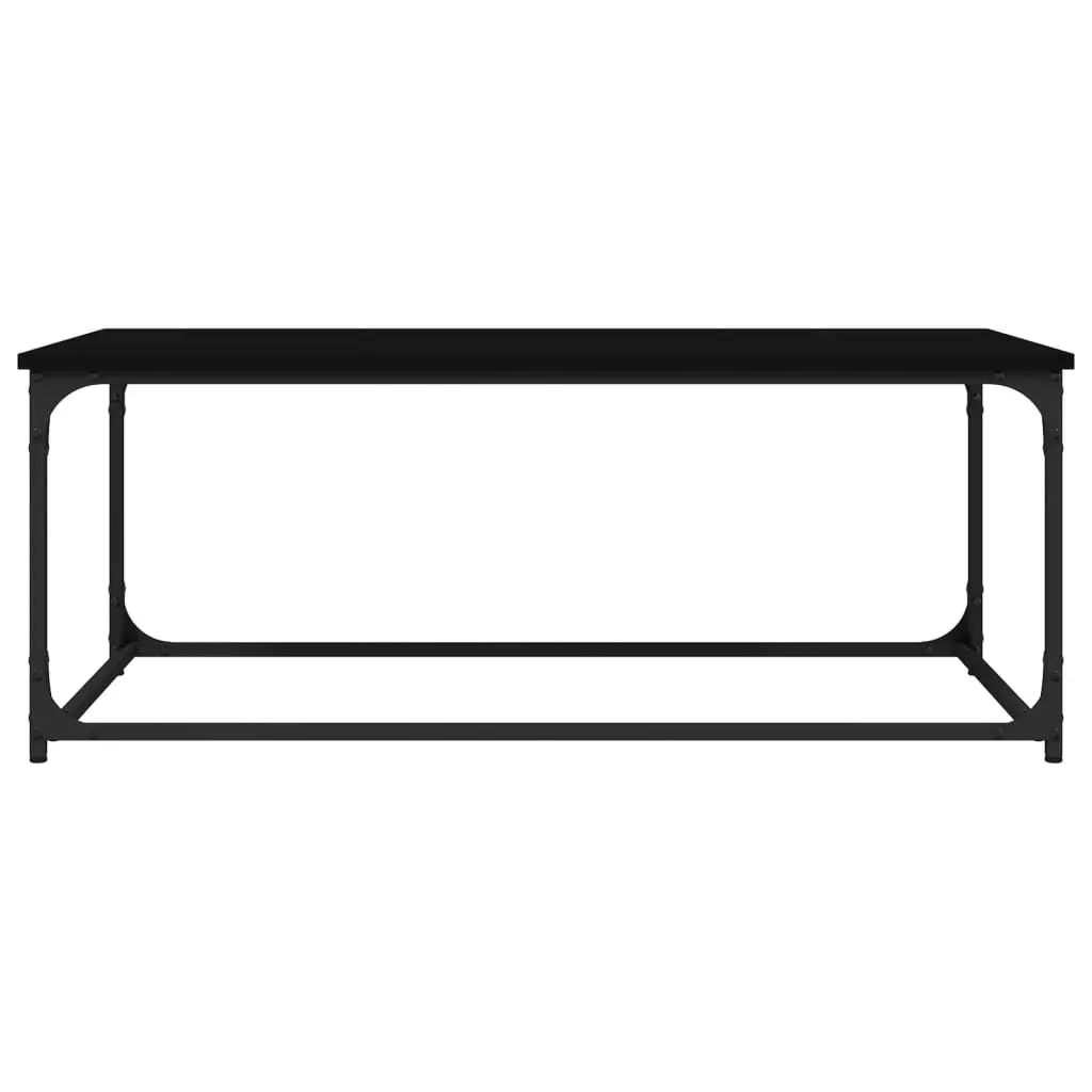 Coffee Table Black Living Room Accent Furniture Engineered Wood Iron Frame