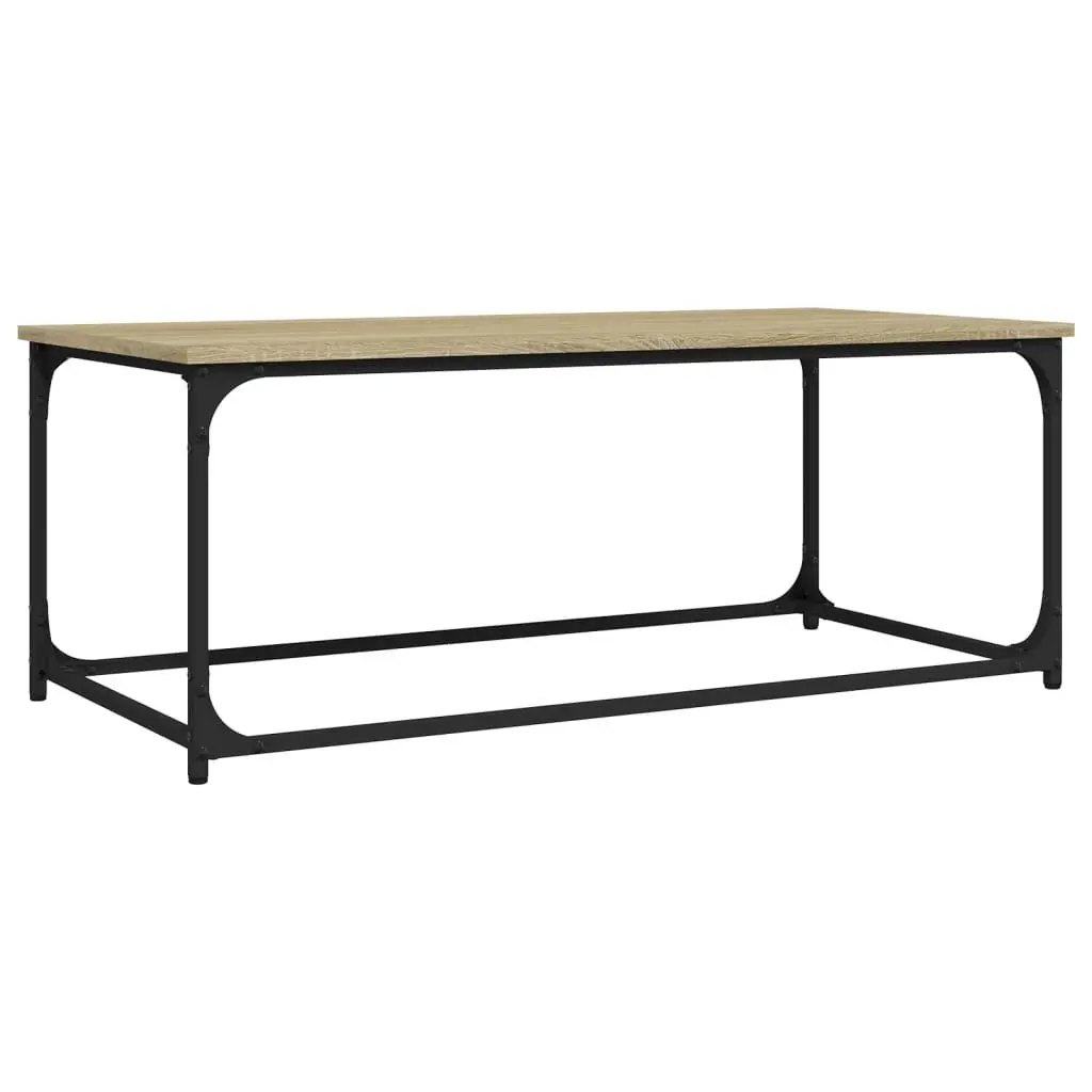 Brown Engineered Wood Coffee Table with Iron Frame