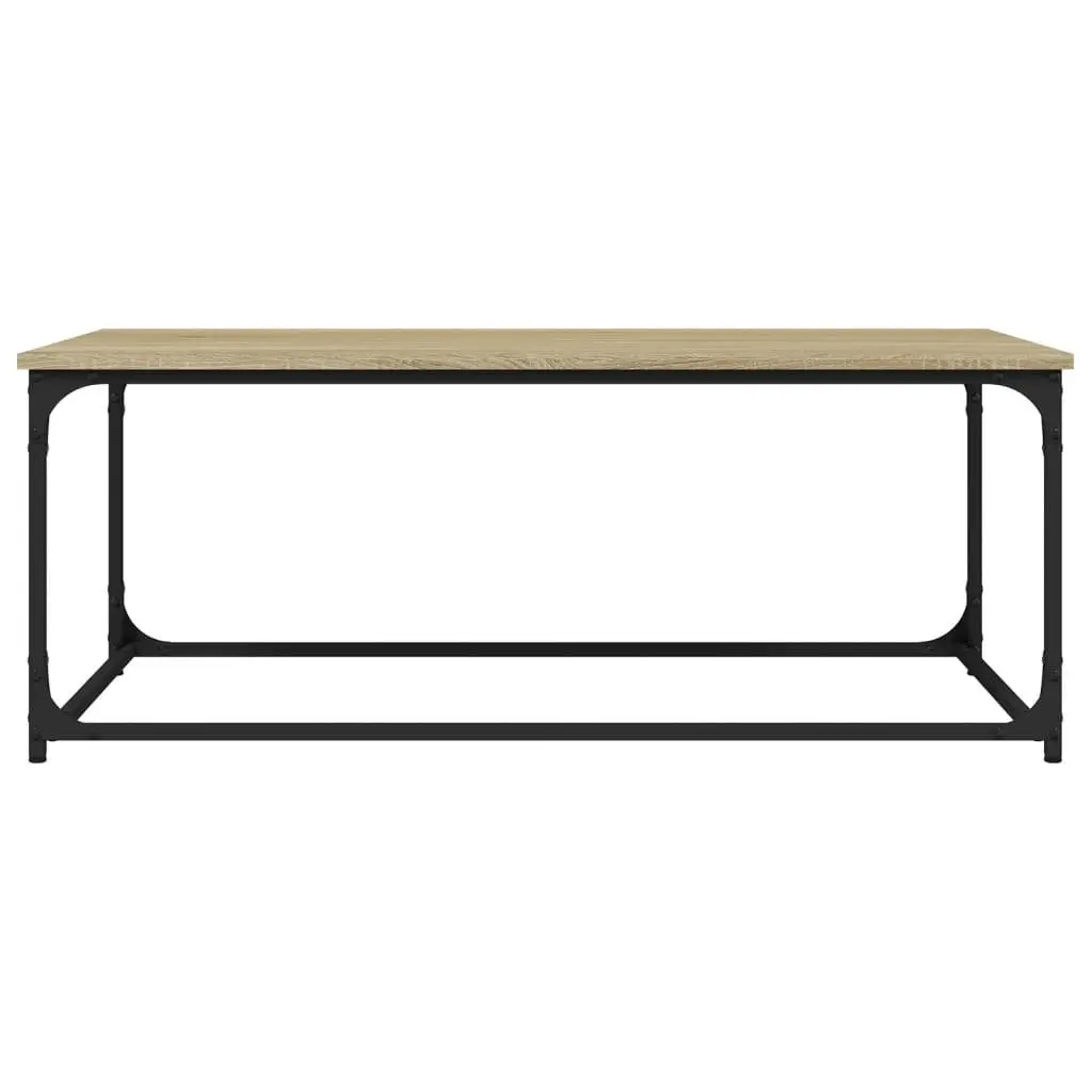 Brown Engineered Wood Coffee Table with Iron Frame