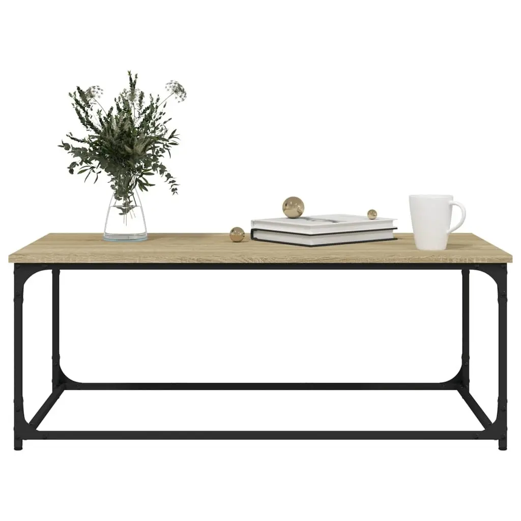 Brown Engineered Wood Coffee Table with Iron Frame