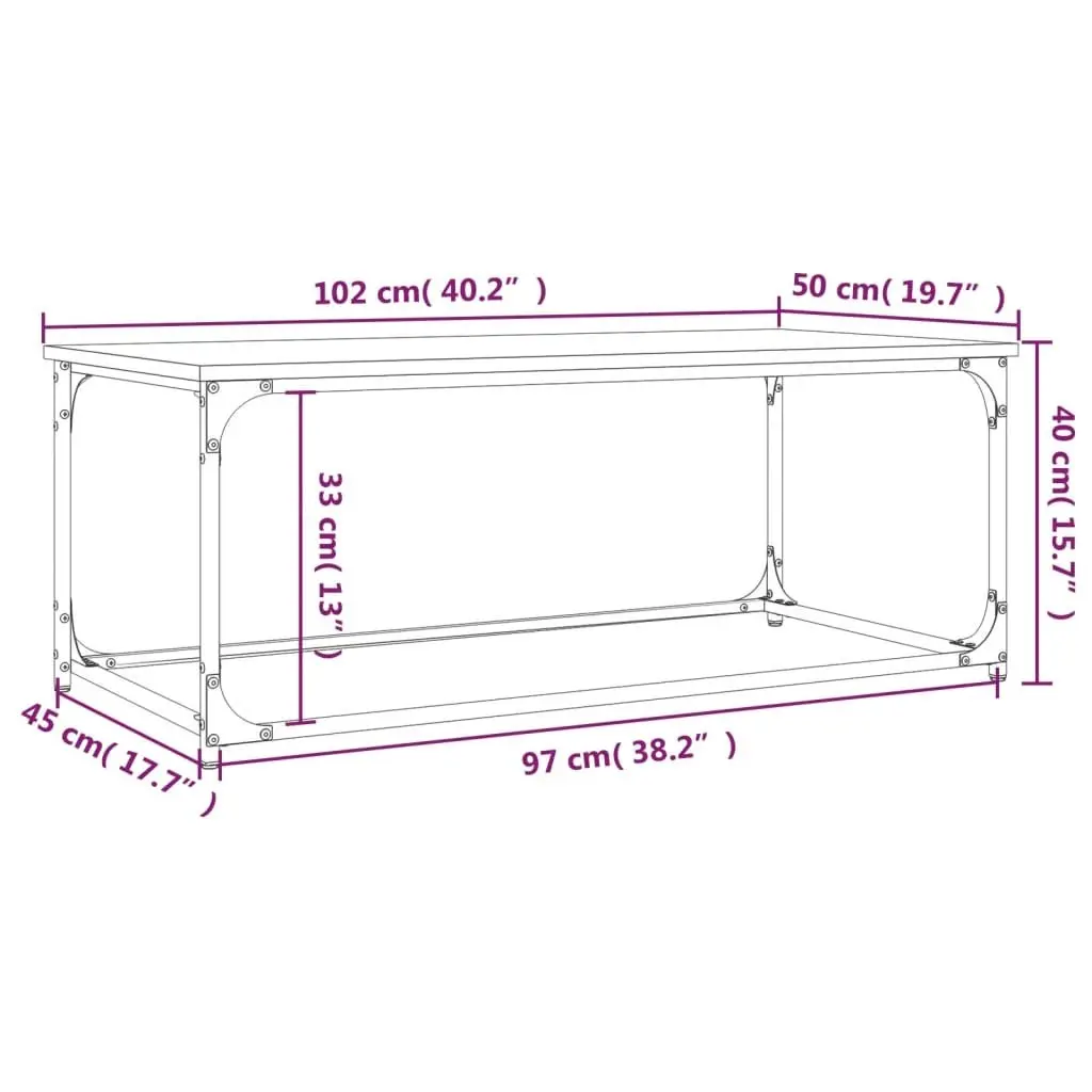 Brown Engineered Wood Coffee Table with Iron Frame