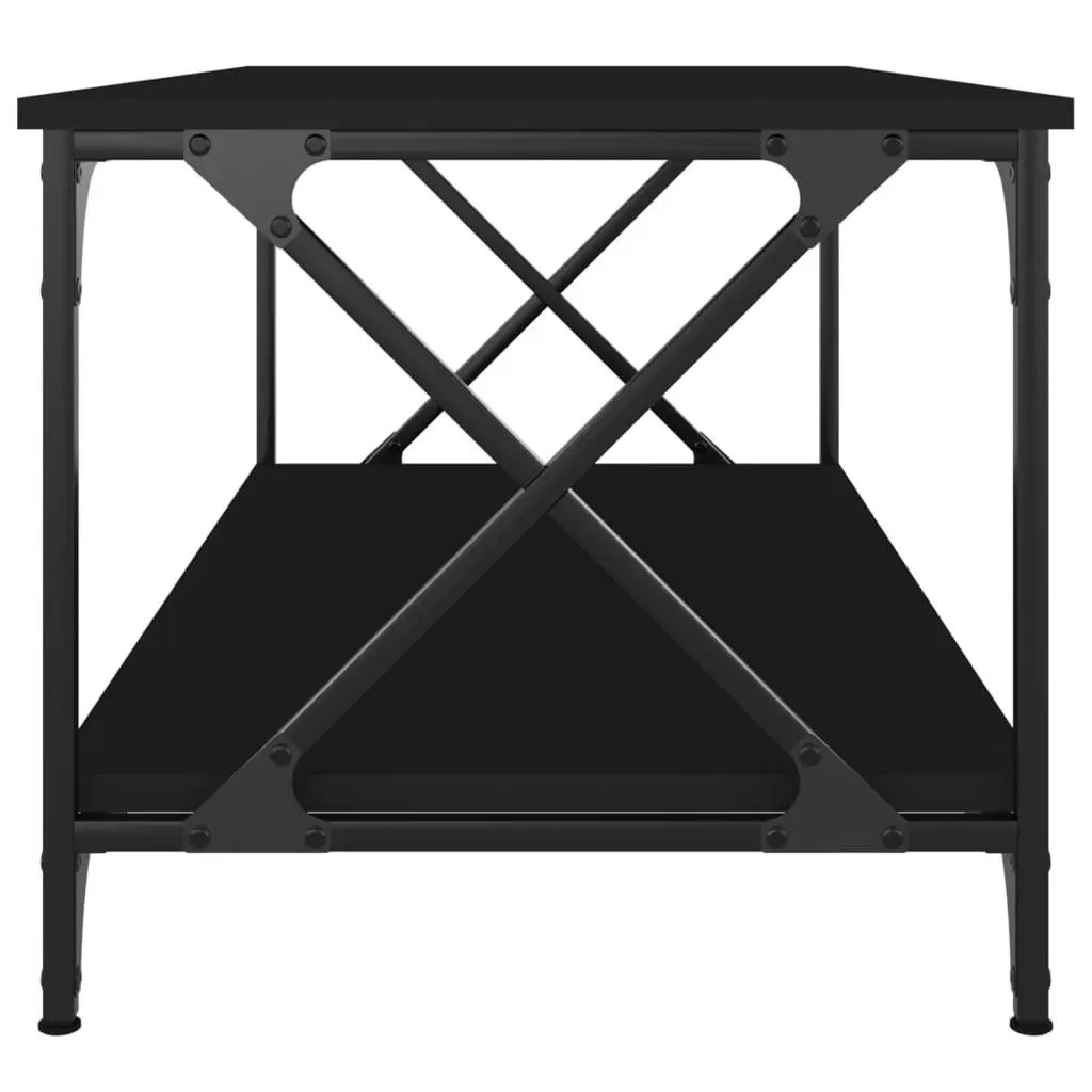 Black Coffee Table with Engineered Wood and Iron Frame