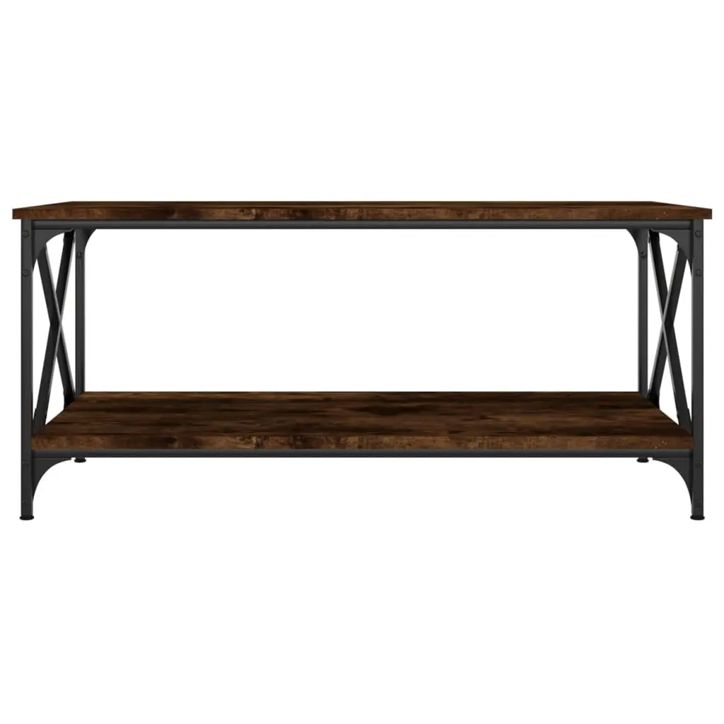 Coffee Table with Open Storage Shelf in Brown