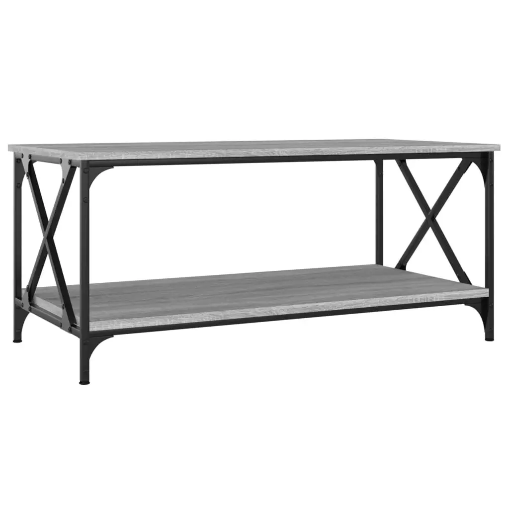 Grey Coffee Table with Open Shelf Storage