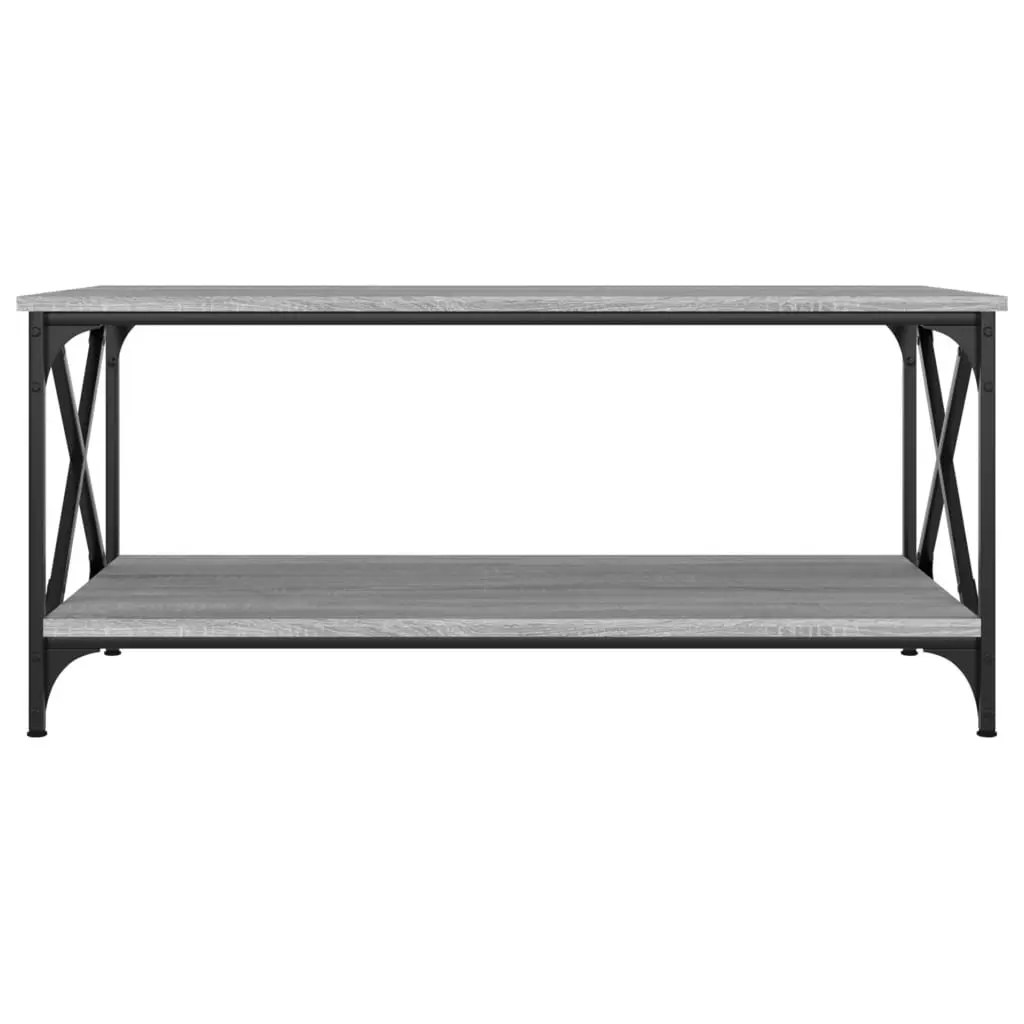 Grey Coffee Table with Open Shelf Storage
