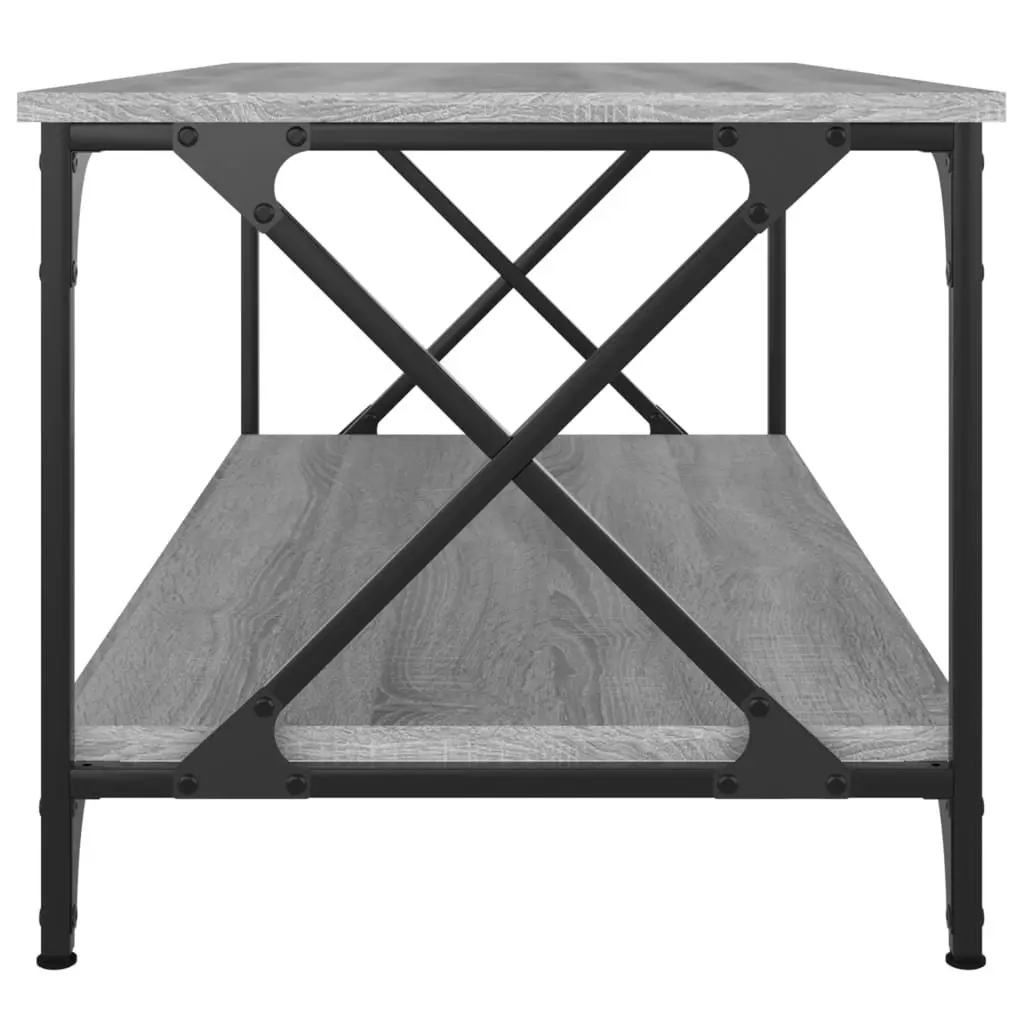 Grey Coffee Table with Open Shelf Storage