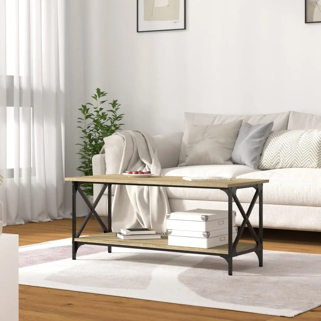 Brown Coffee Table with Open Shelf for Storage