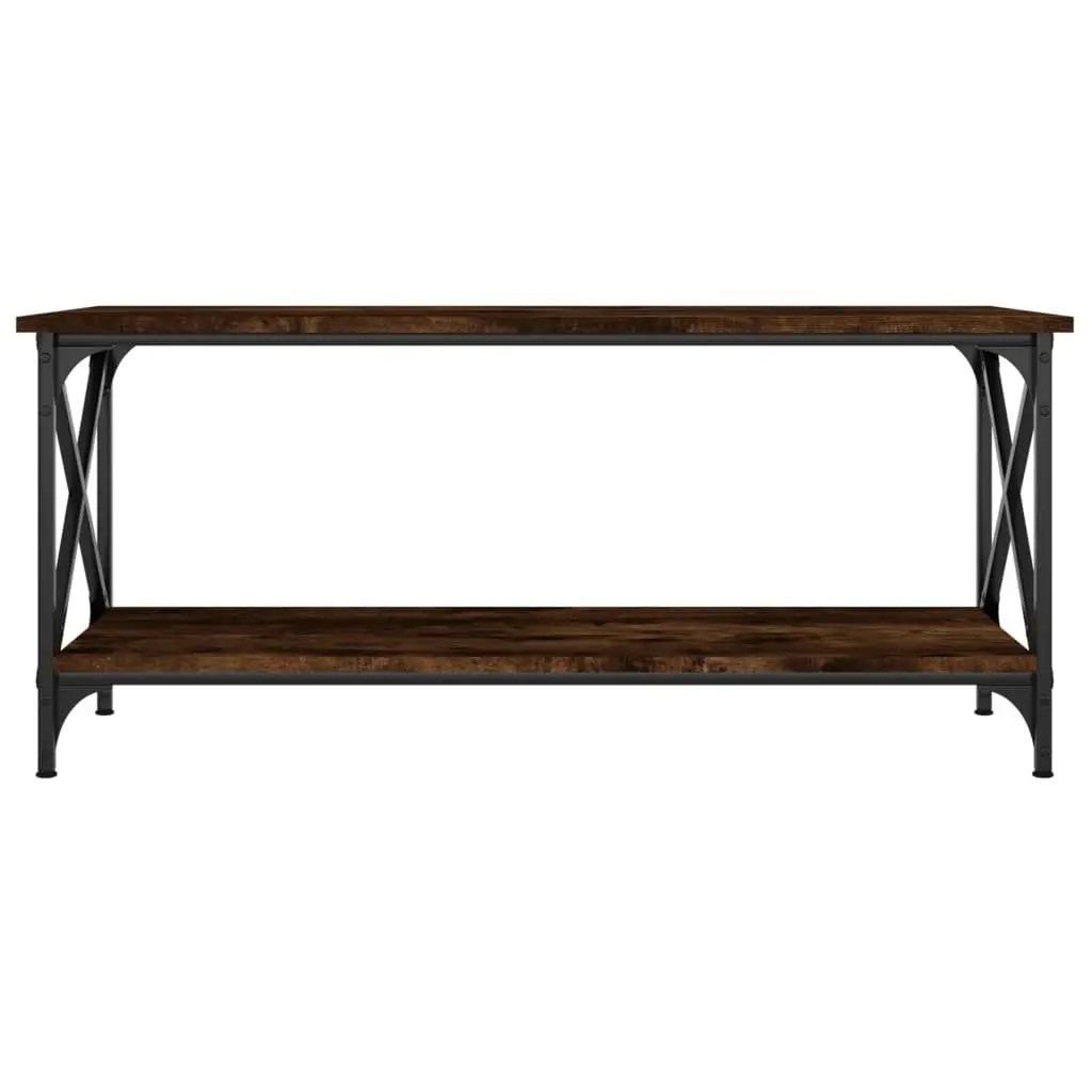 Brown Engineered Wood Coffee Table with Iron Frame