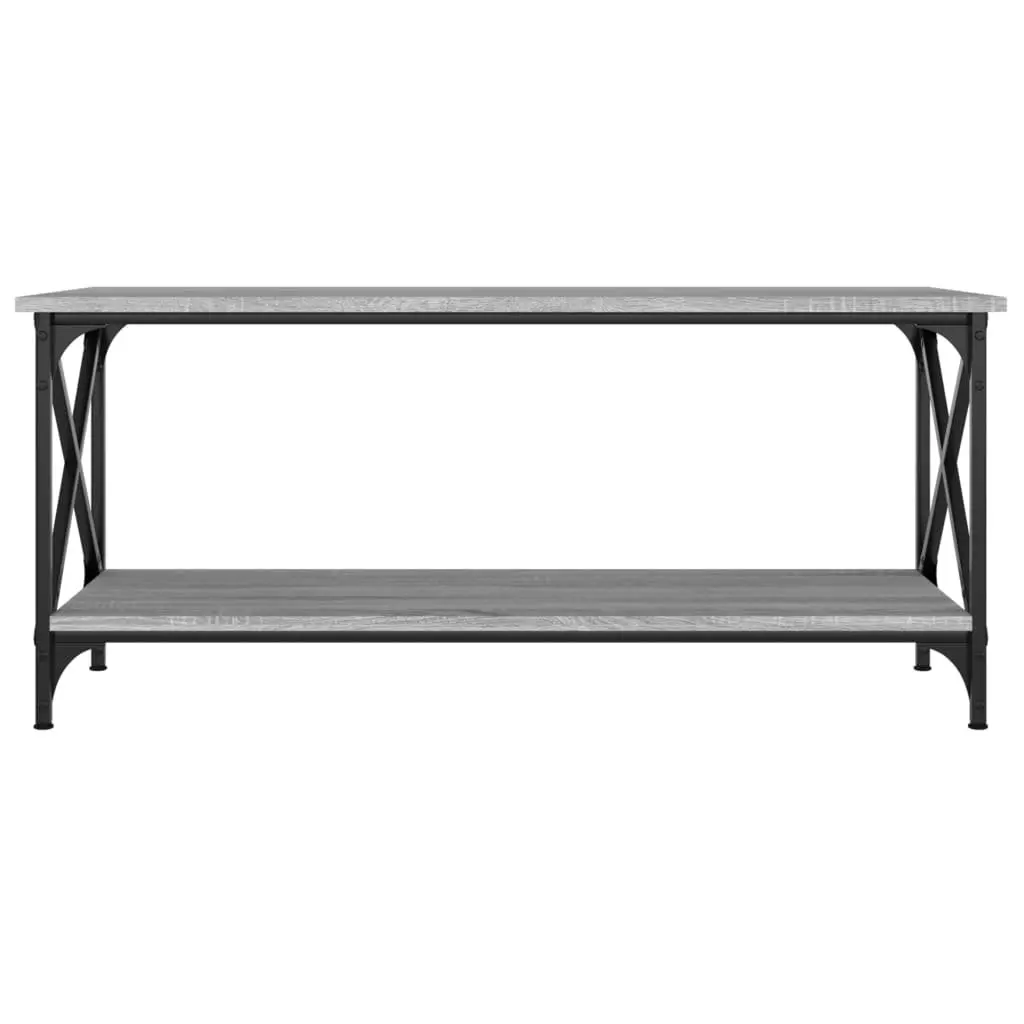 Grey Engineered Wood Coffee Table with Open Shelf