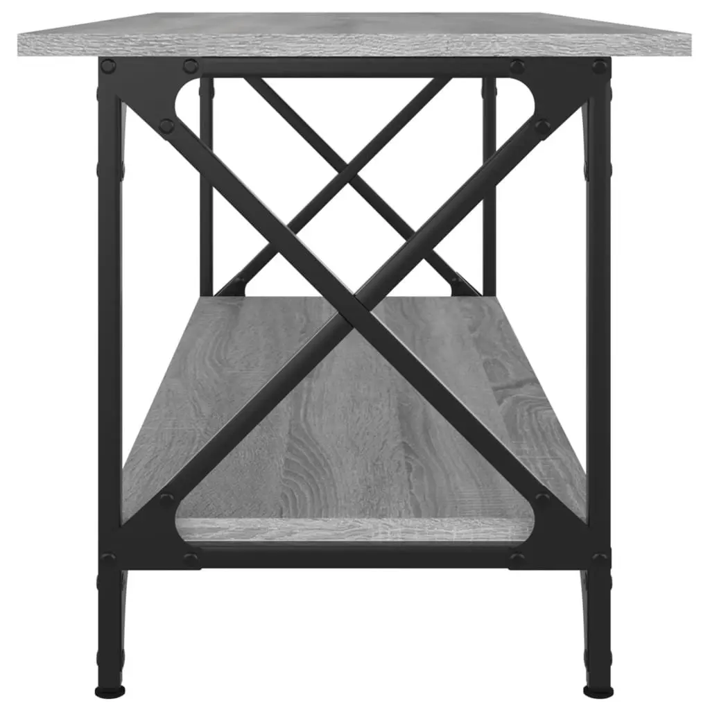Grey Engineered Wood Coffee Table with Open Shelf