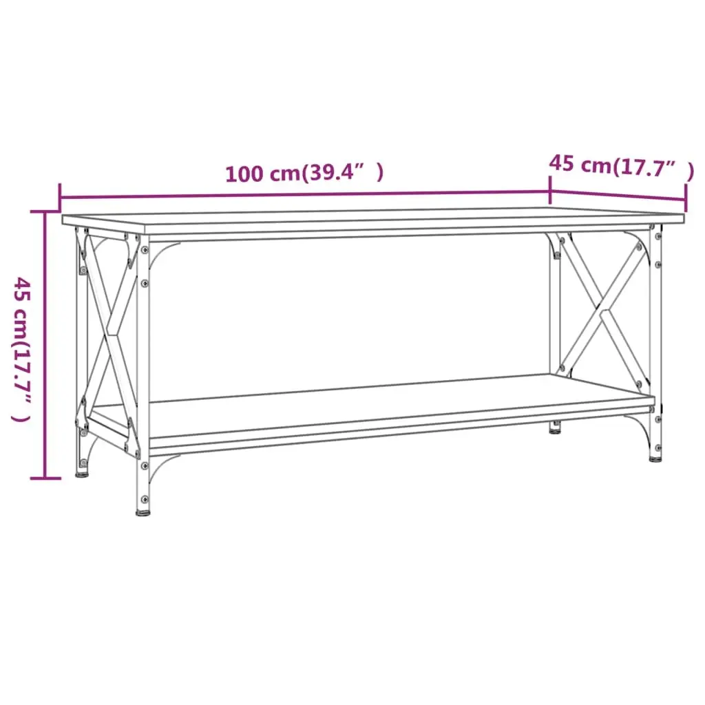 Grey Engineered Wood Coffee Table with Open Shelf
