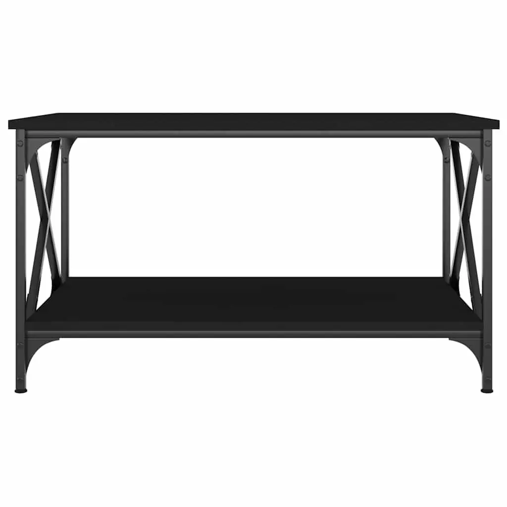 Black Coffee Table 80x50x45 cm with Open Shelf