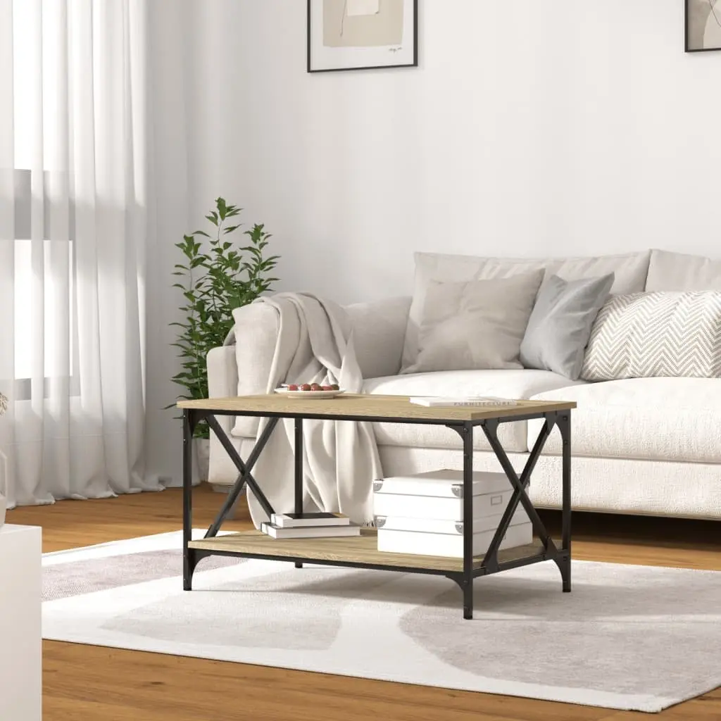 Engineered Wood Coffee Table with Open Shelf for Living Rooms