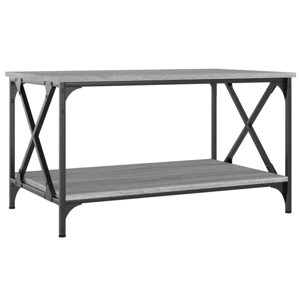 Coffee Table Engineered Wood Iron Frame 80x50x45 cm Grey