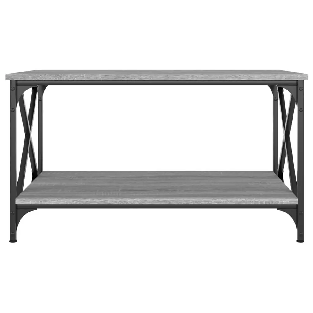 Coffee Table Engineered Wood Iron Frame 80x50x45 cm Grey