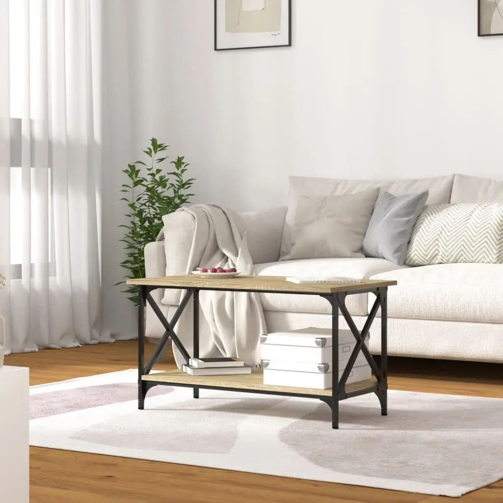 Brown Engineered Wood Coffee Table with Open Shelf