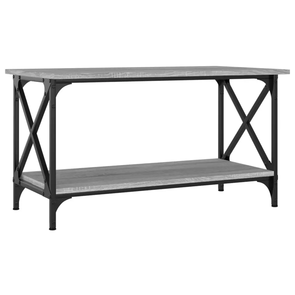 Grey Coffee Table with Open Shelf Storage