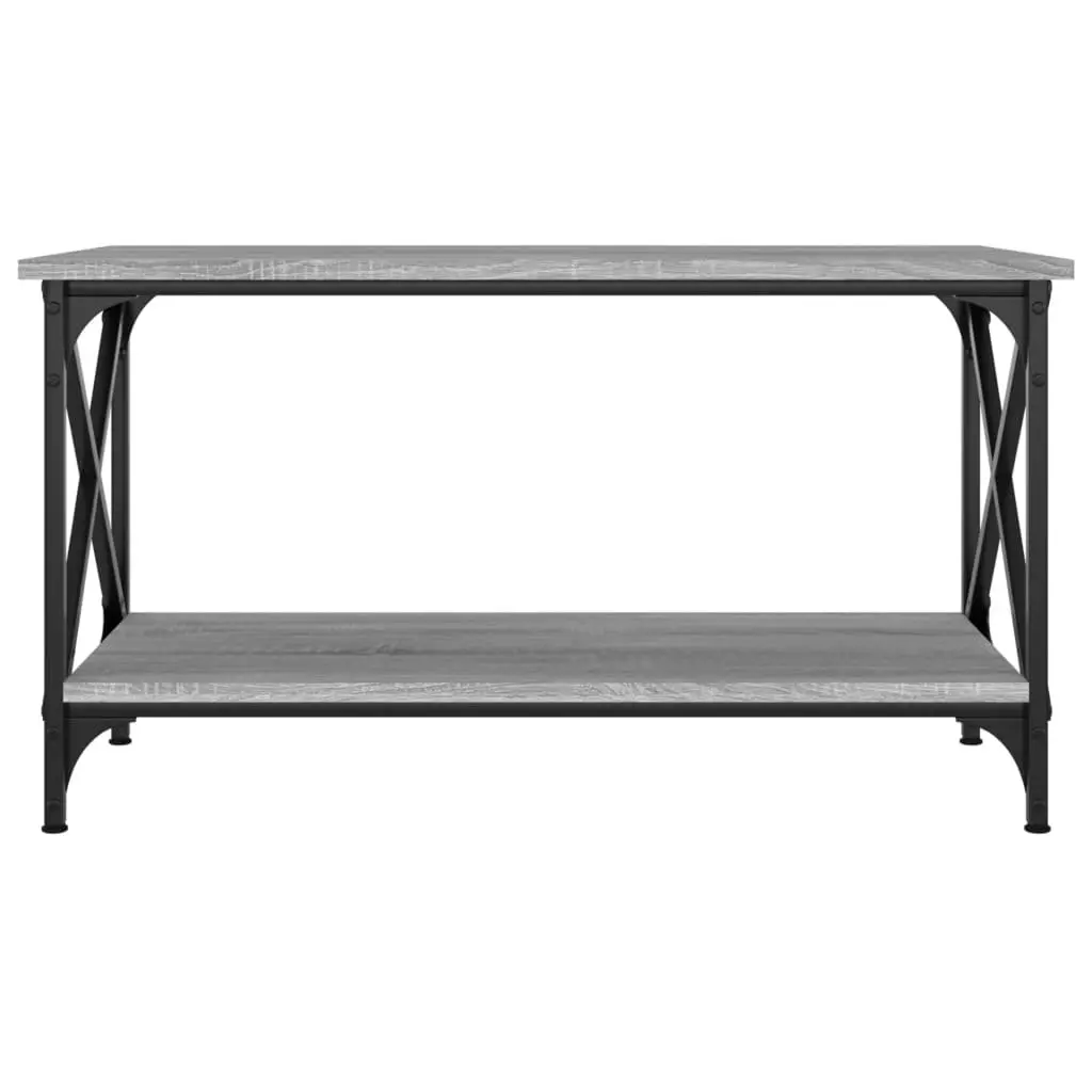 Grey Coffee Table with Open Shelf Storage
