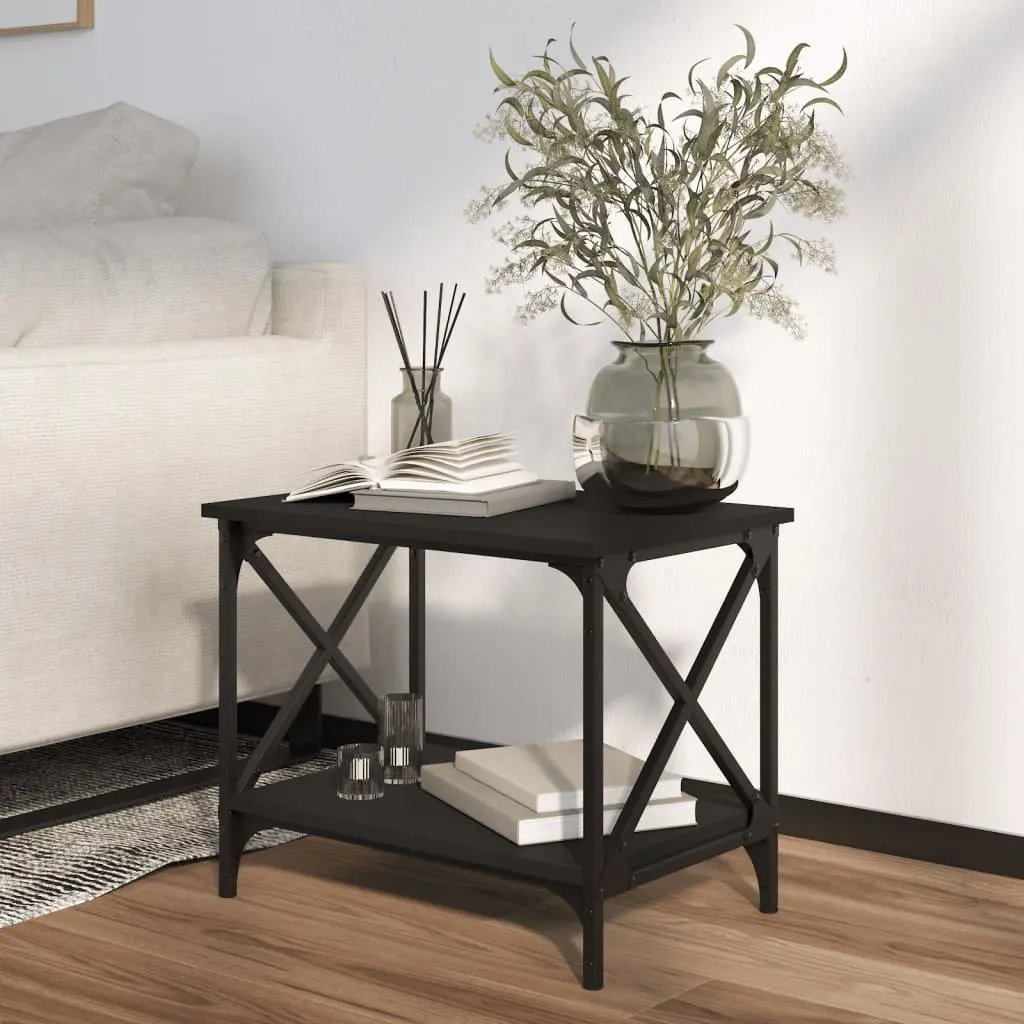 Black Coffee Table with Open Shelf for Storage