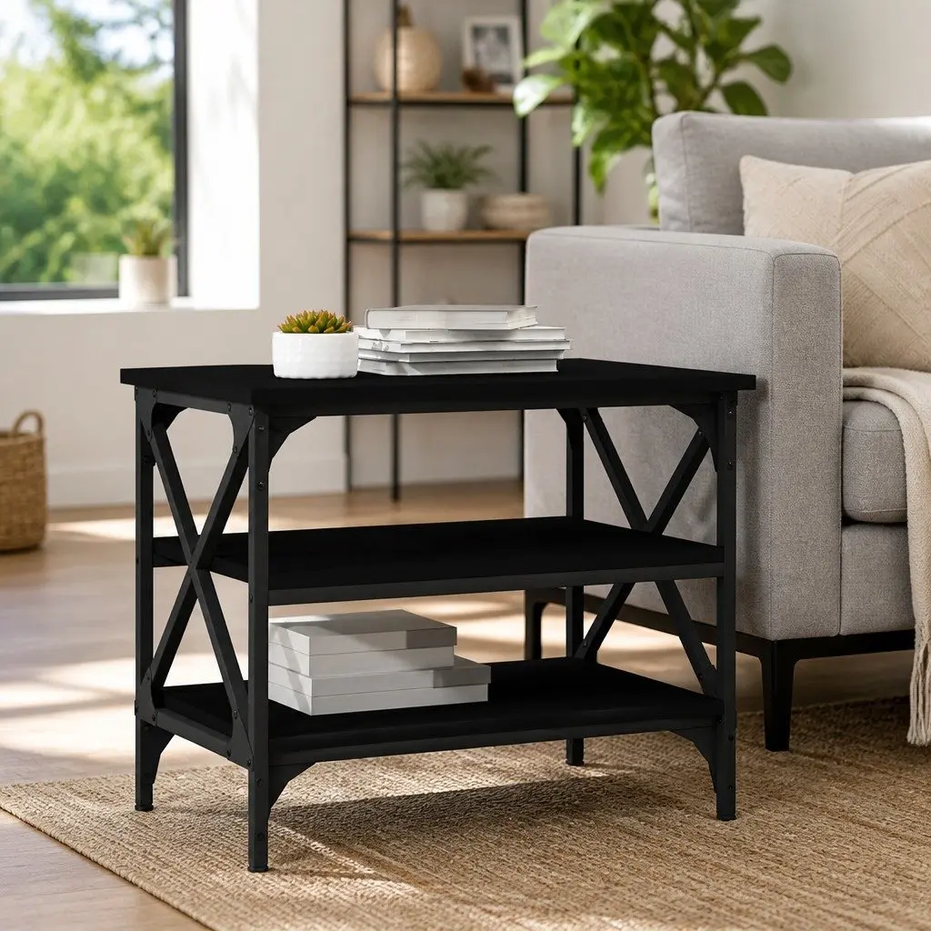Black Side Table 55x38x45cm for Storage