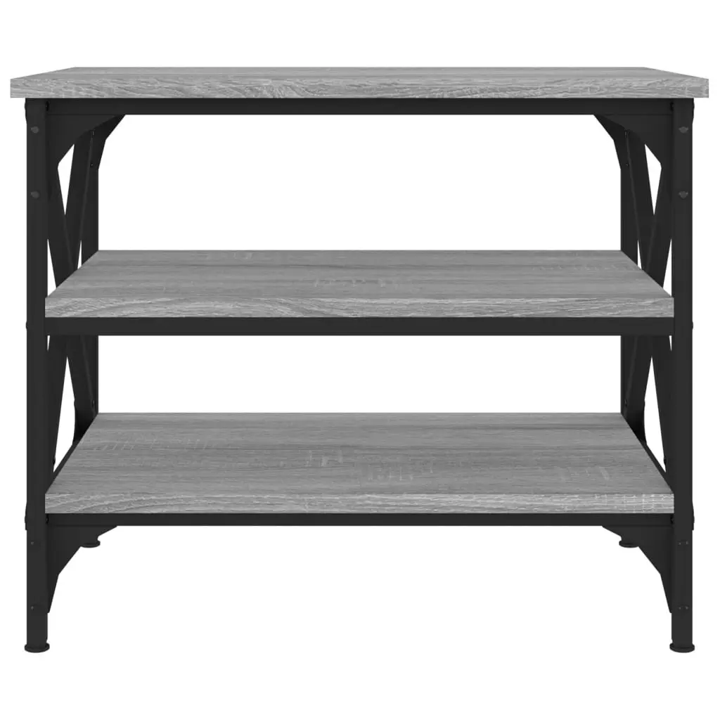 Grey Engineered Wood Accent Table with Iron Frame