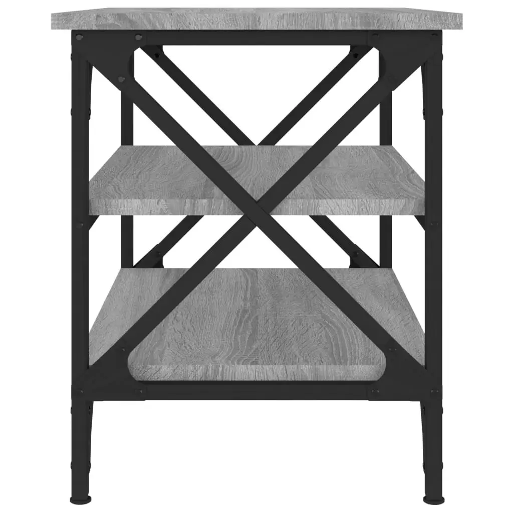 Grey Engineered Wood Accent Table with Iron Frame