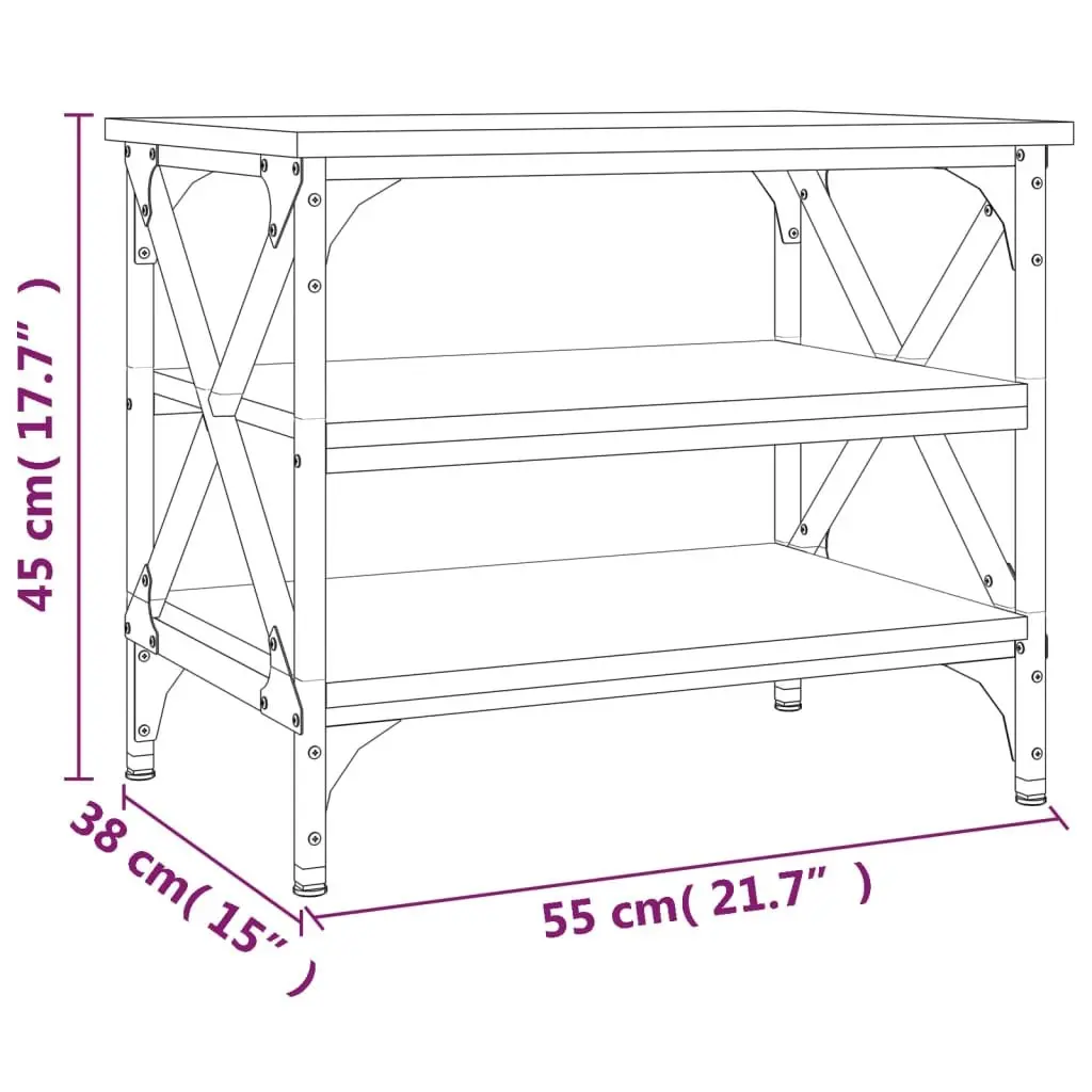 Grey Engineered Wood Accent Table with Iron Frame