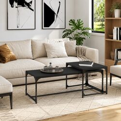 Sturdy Black Industrial Coffee Tables - 2 Piece Set