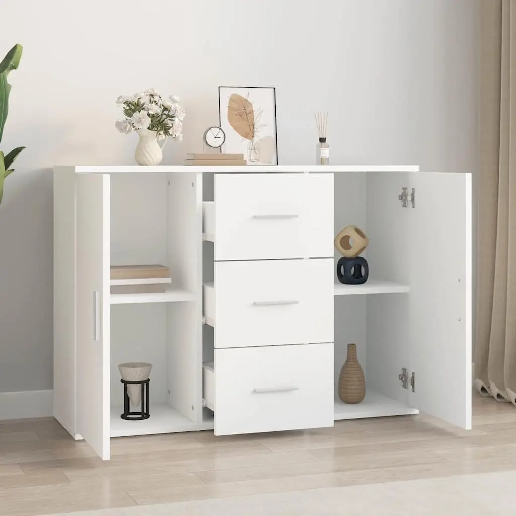 White Engineered Wood Sideboard Storage Cabinet 91x29.5x65cm