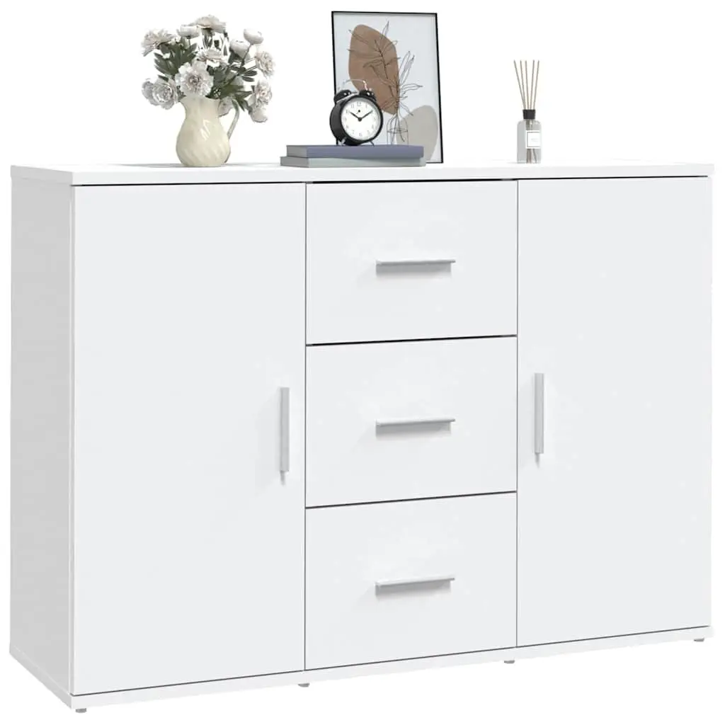 White Engineered Wood Sideboard Storage Cabinet 91x29.5x65cm