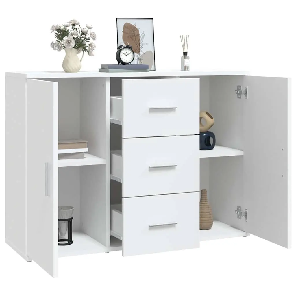 White Engineered Wood Sideboard Storage Cabinet 91x29.5x65cm