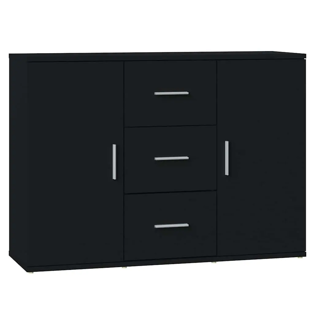 Black Sideboard Cabinet with Doors and Drawers