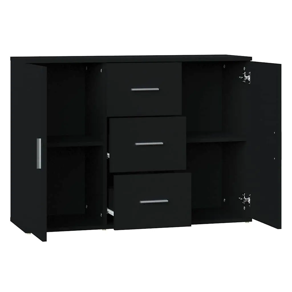 Black Sideboard Cabinet with Doors and Drawers