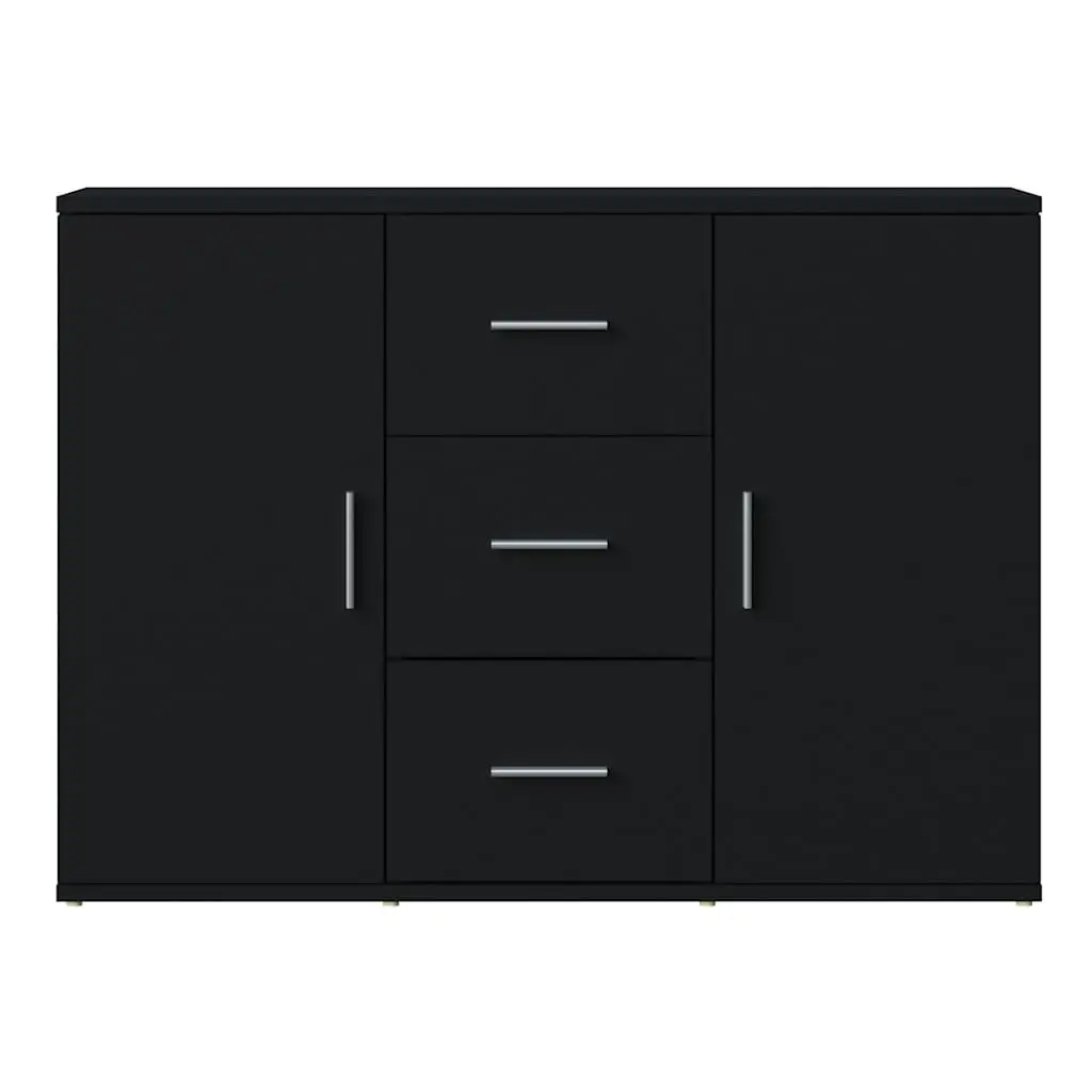 Black Sideboard Cabinet with Doors and Drawers
