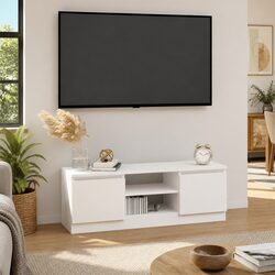 Stylish White TV Cabinet with Door for Organized Storage