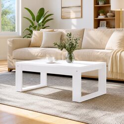 White Modern Coffee Table with Durable Engineered Wood