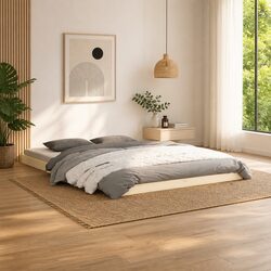 Solid Wood Pine Bed Frame 150x200 cm White with Slats