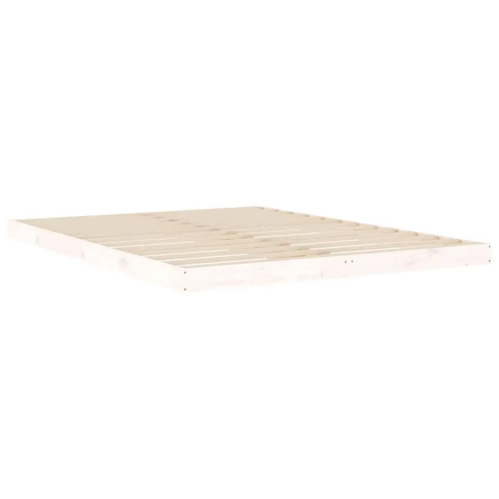 Solid Wood Pine Bed Frame 150x200 cm White with Slats