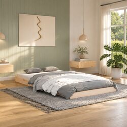 Sturdy Solid Wood Pine Bed Frame 90x190 cm in Brown