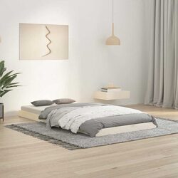 White Wooden Bed Frame Single 90x190 cm with Slatted Base