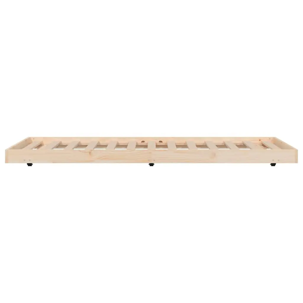 Solid Pine Wood Bed Frame 90x190 cm with Wheels